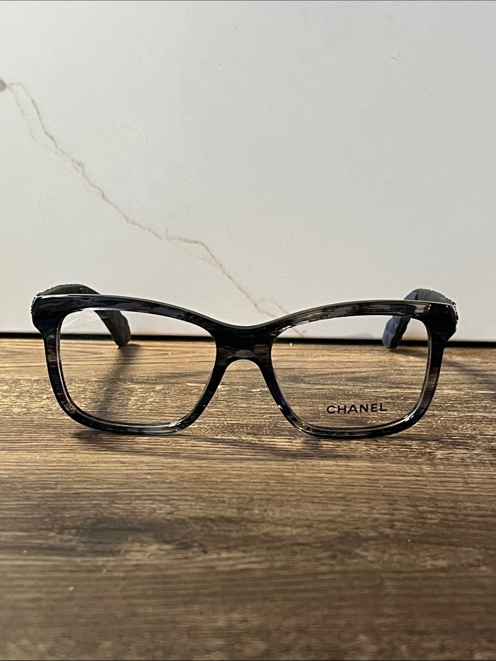 Authentic CHANEL blue & Grey Tortoiseshell Square Optical Frames 3334